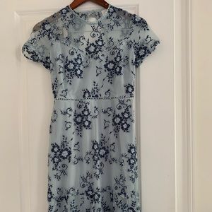Blue Lace Midi Dress in Medium